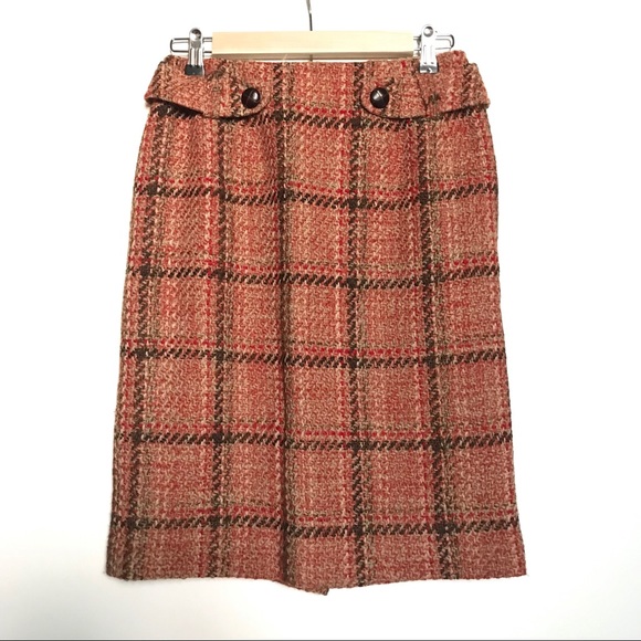 Talbots orange wool tweed lined skirt - Picture 10 of 10